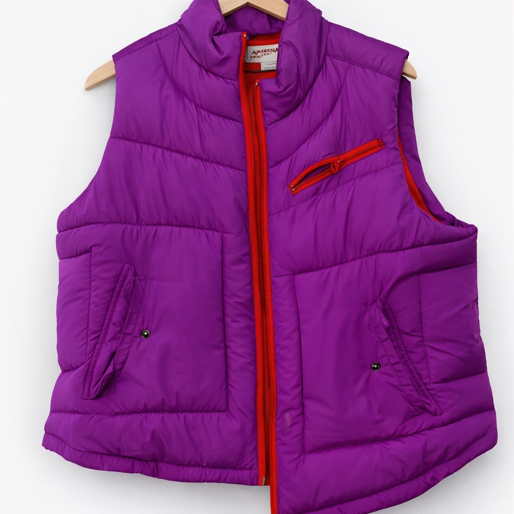 Arizona Jean Co Purple Puffer Vest XXL - Quilted Zip Front Winter Layer
